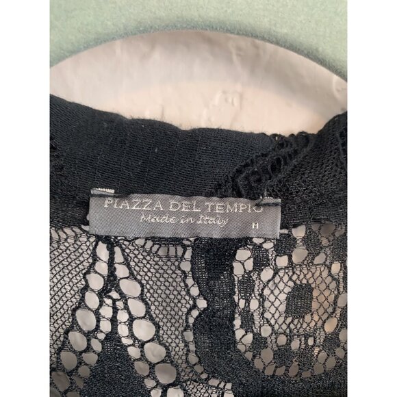 Piazza Del Tempio Made in Italy Black Crochet Lace Cropped Jacket Pockets M - Picture 2 of 6